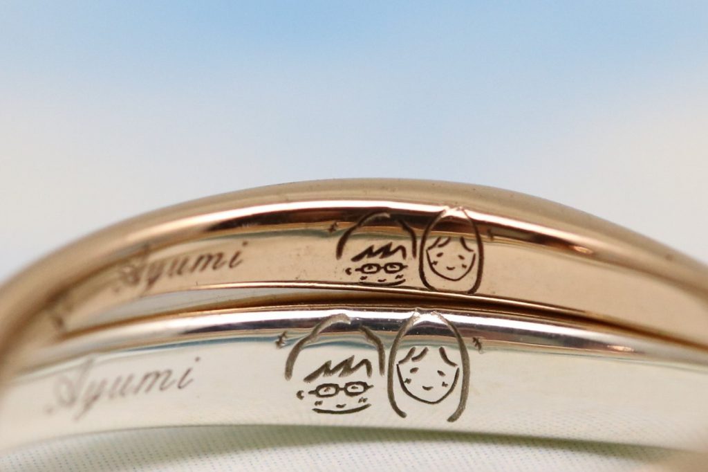 手書き刻印の事例 関西 神戸 大阪で結婚指輪 婚約指輪 遺骨リング 遺骨ペンダントを手作りとオーダーメイドが出来るアトリエ