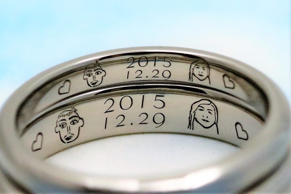 手書き刻印の事例 関西 神戸 大阪で結婚指輪 婚約指輪 遺骨リング 遺骨ペンダントを手作りとオーダーメイドが出来るアトリエ
